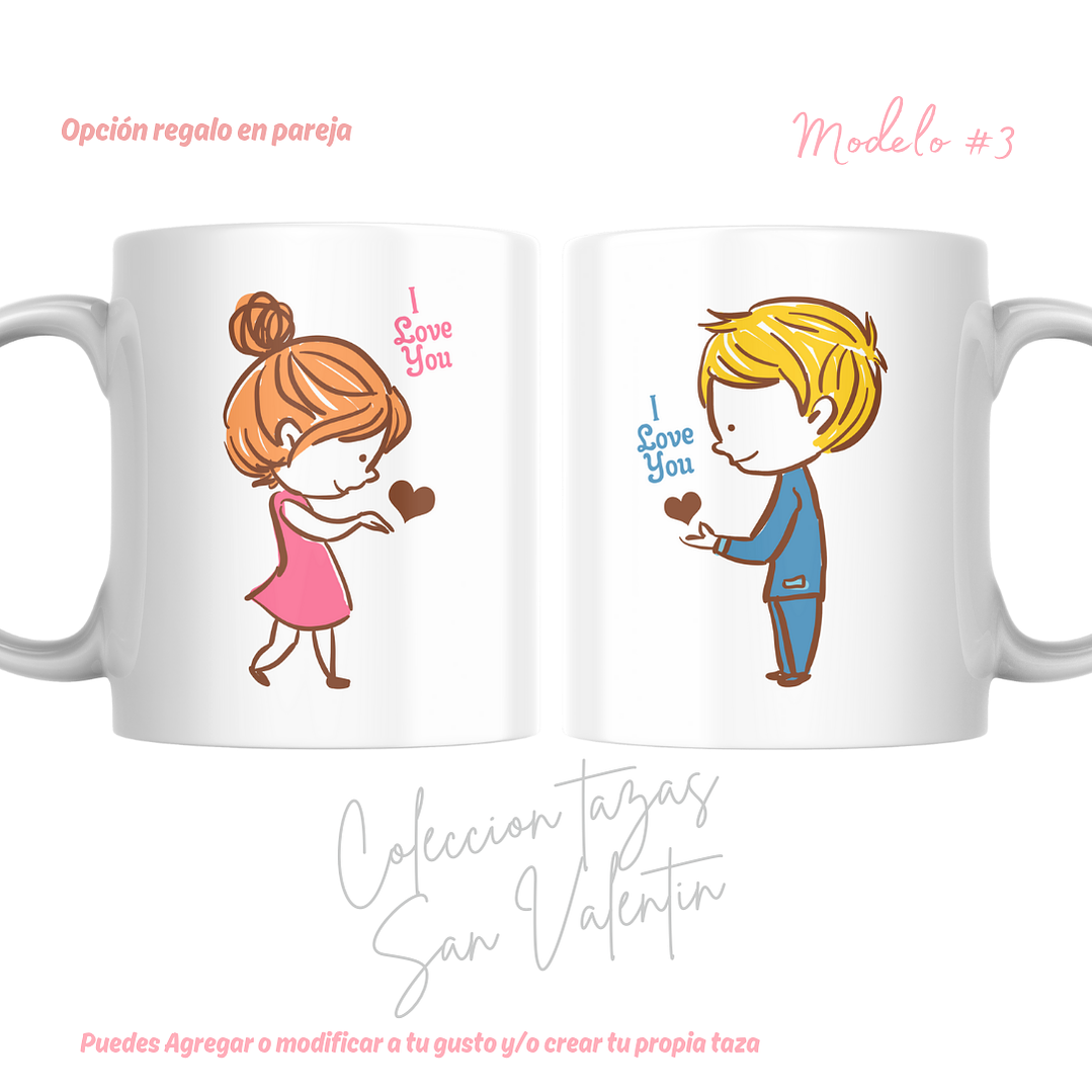 TAZAS SAN VALENTIN PAREJA PERSONALIZADAS FRASE Y/O NOMBRE 21