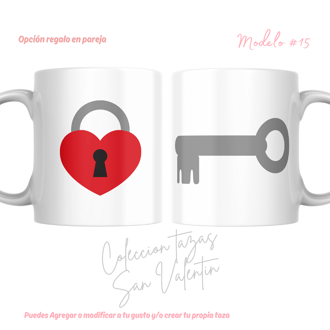 TAZAS SAN VALENTIN PAREJA PERSONALIZADAS FRASE Y/O NOMBRE 22