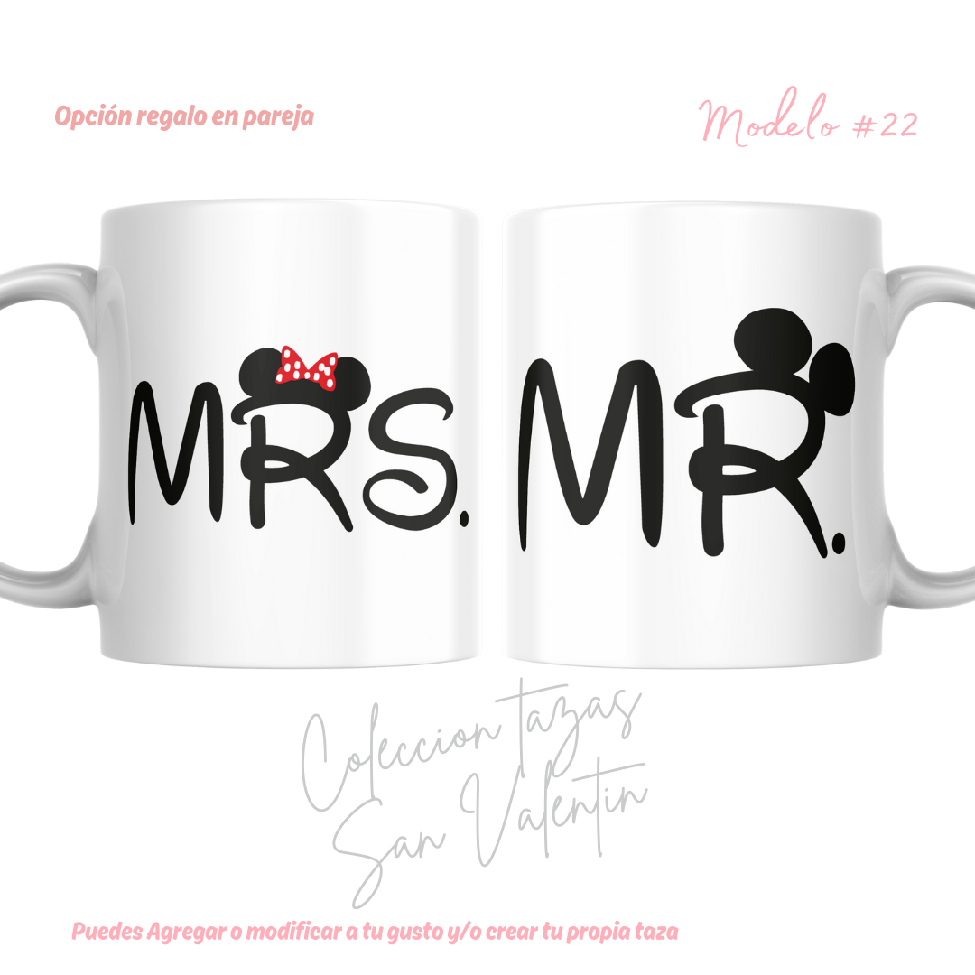 TAZAS SAN VALENTIN PAREJA PERSONALIZADAS FRASE Y/O NOMBRE 23