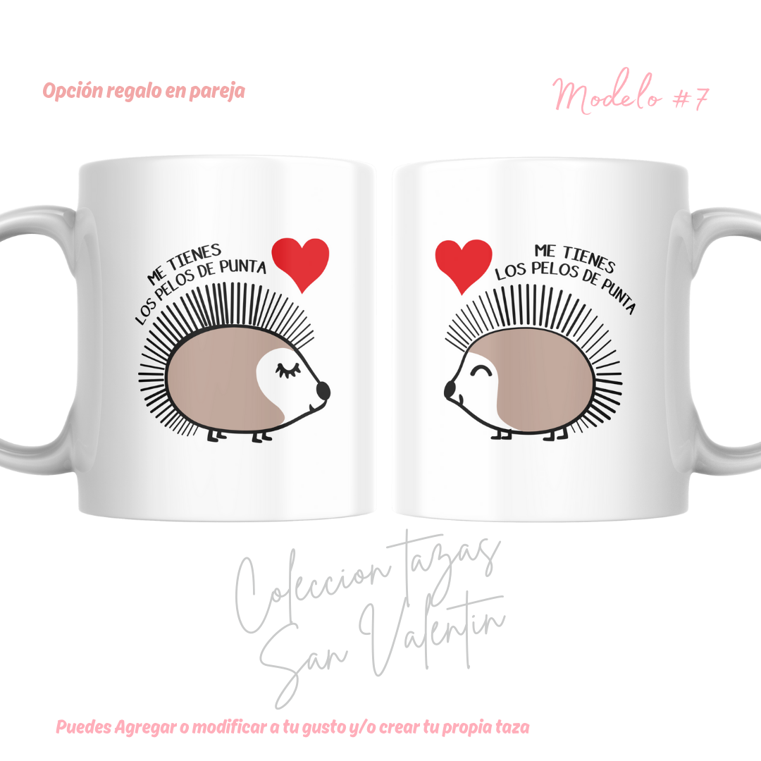 TAZAS SAN VALENTIN PAREJA PERSONALIZADAS FRASE Y/O NOMBRE 24