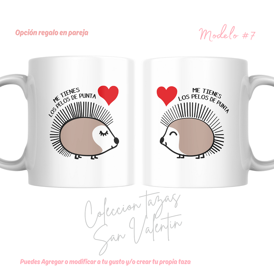 TAZAS SAN VALENTIN PAREJA PERSONALIZADAS FRASE Y/O NOMBRE 24