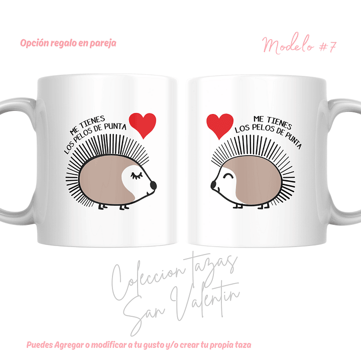 TAZAS SAN VALENTIN PAREJA PERSONALIZADAS FRASE Y/O NOMBRE 24
