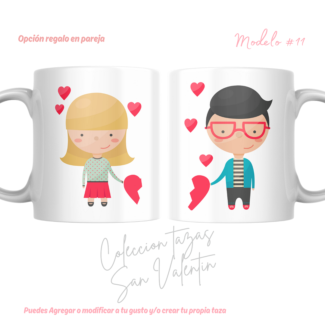 TAZAS SAN VALENTIN PAREJA PERSONALIZADAS FRASE Y/O NOMBRE 26