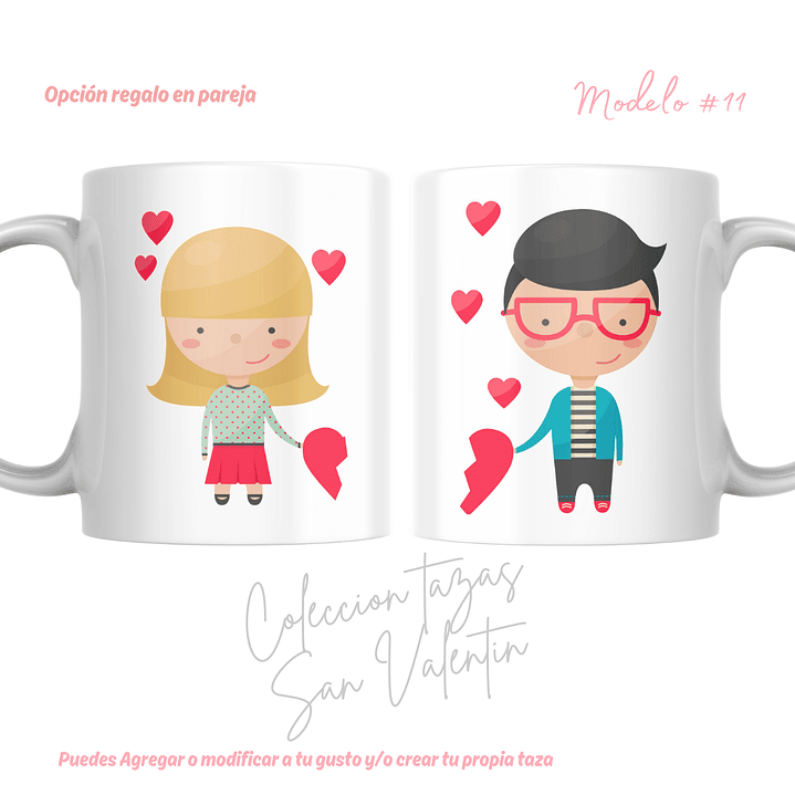TAZAS SAN VALENTIN PAREJA PERSONALIZADAS FRASE Y/O NOMBRE 26