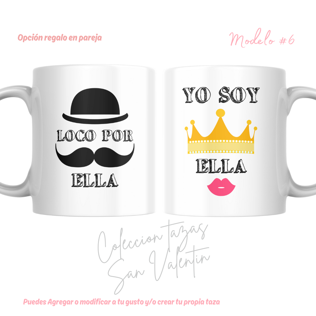 TAZAS SAN VALENTIN PAREJA PERSONALIZADAS FRASE Y/O NOMBRE 28