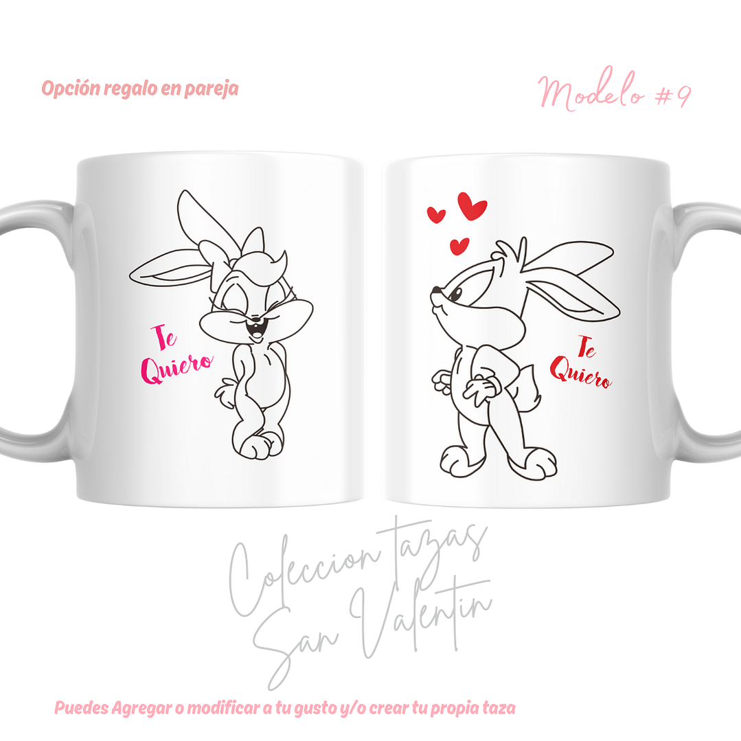 TAZAS SAN VALENTIN PAREJA PERSONALIZADAS FRASE Y/O NOMBRE 30