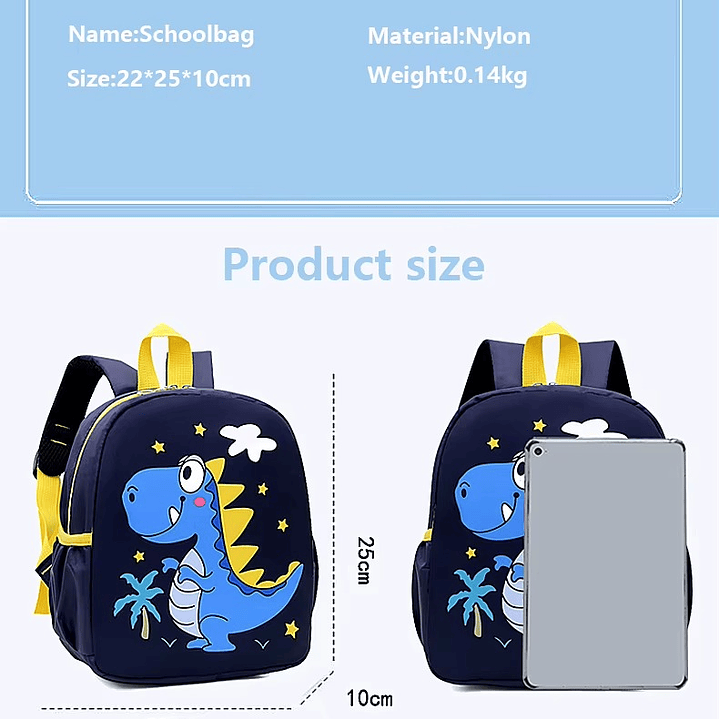 MOCHILA PARA NIÑOS PEQUEÑOS DINOSAURIO NAVY 2