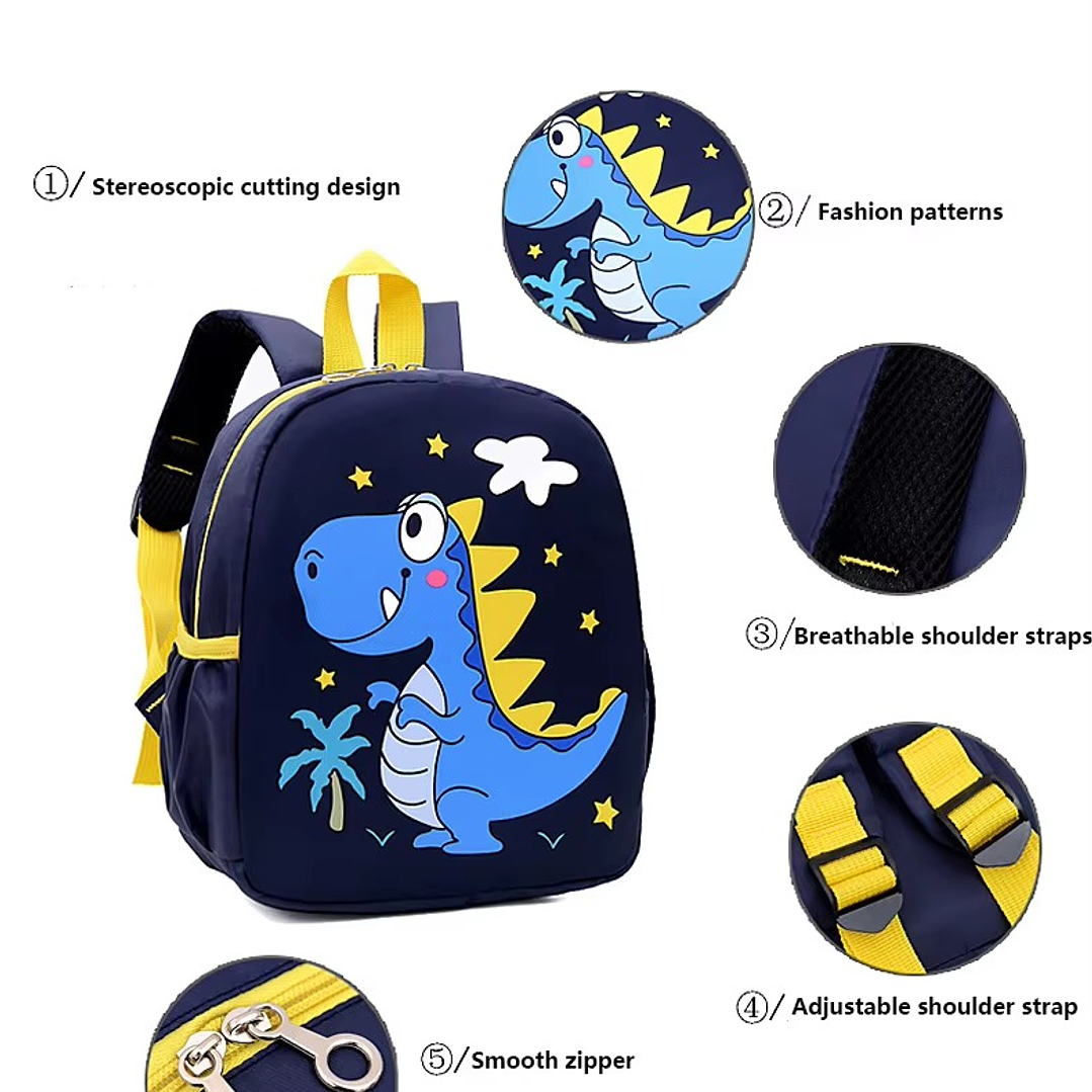 MOCHILA PARA NIÑOS PEQUEÑOS DINOSAURIO NAVY 12