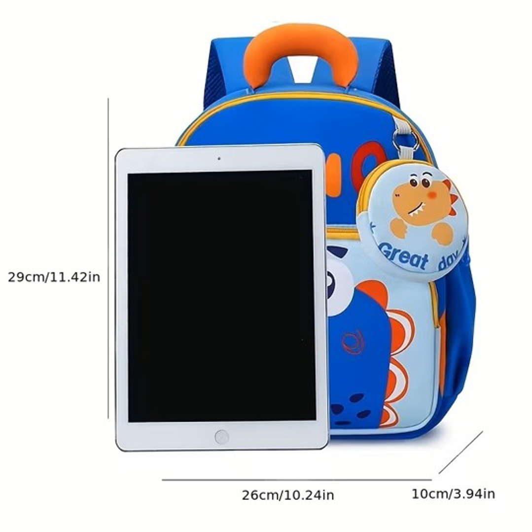 MOCHILA PARA NIÑOS PEQUEÑOS DINOSAURIO AZUL 2