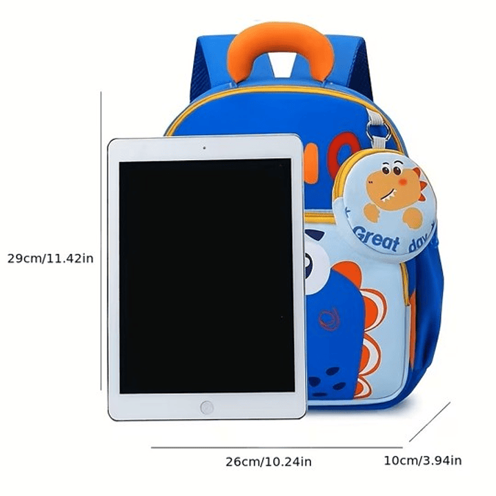 MOCHILA PARA NIÑOS PEQUEÑOS DINOSAURIO AZUL 2