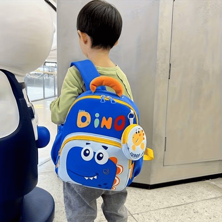 MOCHILA PARA NIÑOS PEQUEÑOS DINOSAURIO AZUL 3
