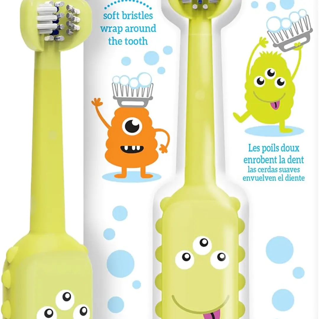 CEPILLO DE DIENTES DE BEBÉ A NIÑO PEQUEÑO DR BROWNS MONSTRUO VERDE 2