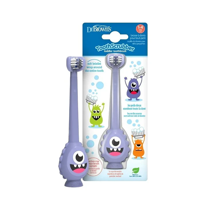 CEPILLO DE DIENTES DE BEBÉ A NIÑO PEQUEÑO DR BROWNS MONSTRUO MORADO 1