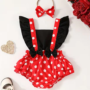 CONJUNTO NIÑA MINI MOUSE + LAZO 3-6 MESES