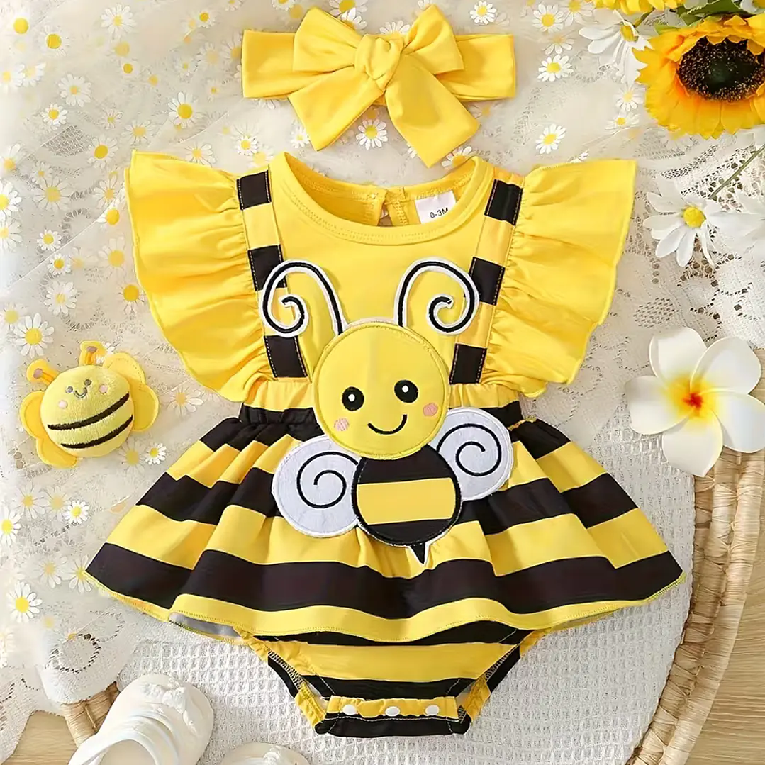 CONJUNTO NIÑA ABEJITA + LAZO + ZAPATITOS 12.1 CM 6-9 MESES 1