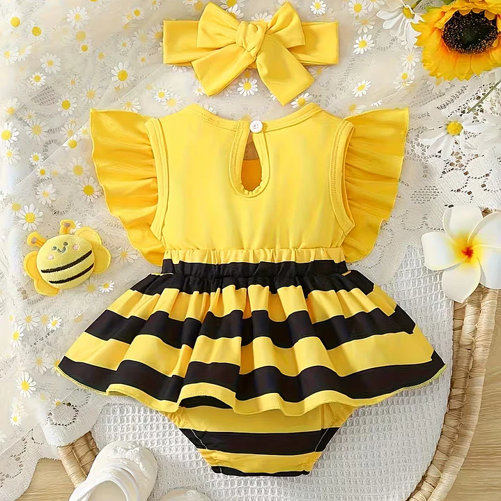 CONJUNTO NIÑA ABEJITA + LAZO + ZAPATITOS 12.1 CM 6-9 MESES 2