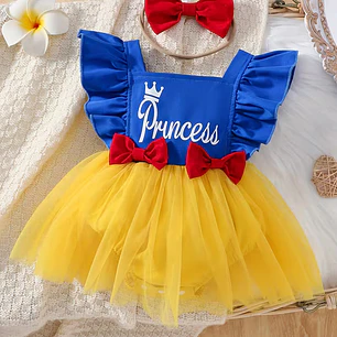 CONJUNTO NIÑA BLANCA NIEVES + LAZO 3-6 MESES
