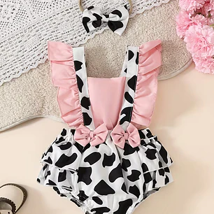 CONJUNTO NIÑA VAQUITA + LAZO 3-6 MESES
