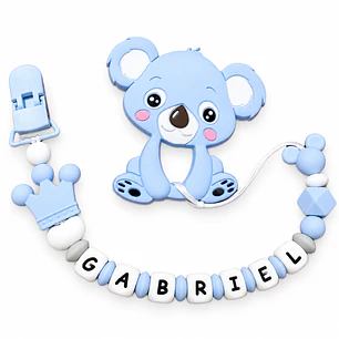 MORDEDOR + PORTACHUPÓN PERSONALIZADO KOALA AZUL