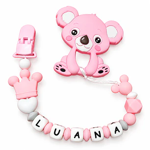 MORDEDOR + PORTACHUPÓN PERSONALIZADO KOALA ROSA