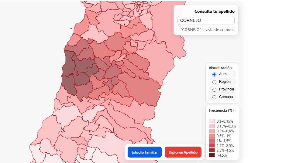 Frecuencias de Apellidos en Chile