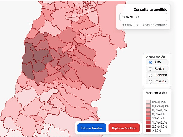 Frecuencias de Apellidos en Chile