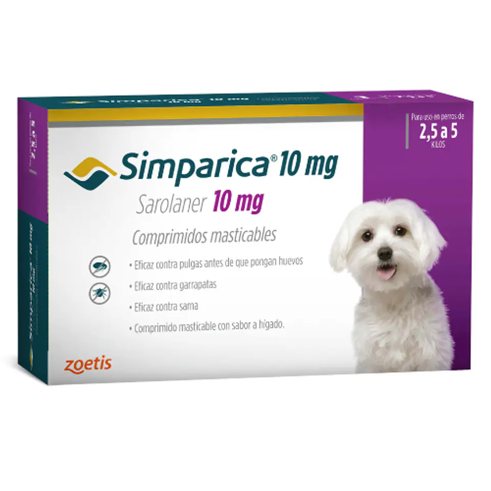 SIMPARICA 1 COMPRIMIDO 2.5 - 5 K. 10 MG 1