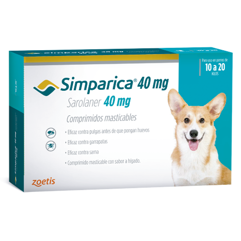 SIMPARICA 1 COMPRIMIDO 10 - 20 K. 40 MG 1