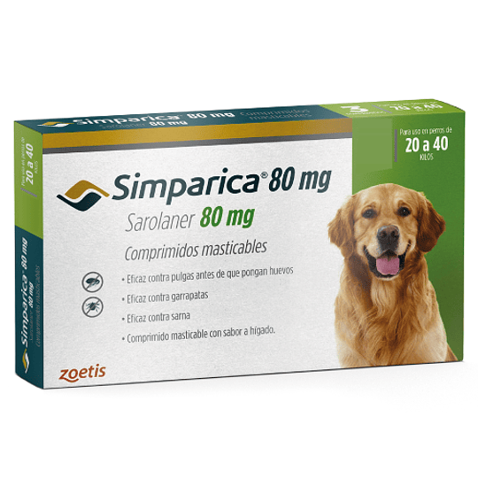 SIMPARICA 1 COMPRIMIDO 20 - 40 K. 80 MG