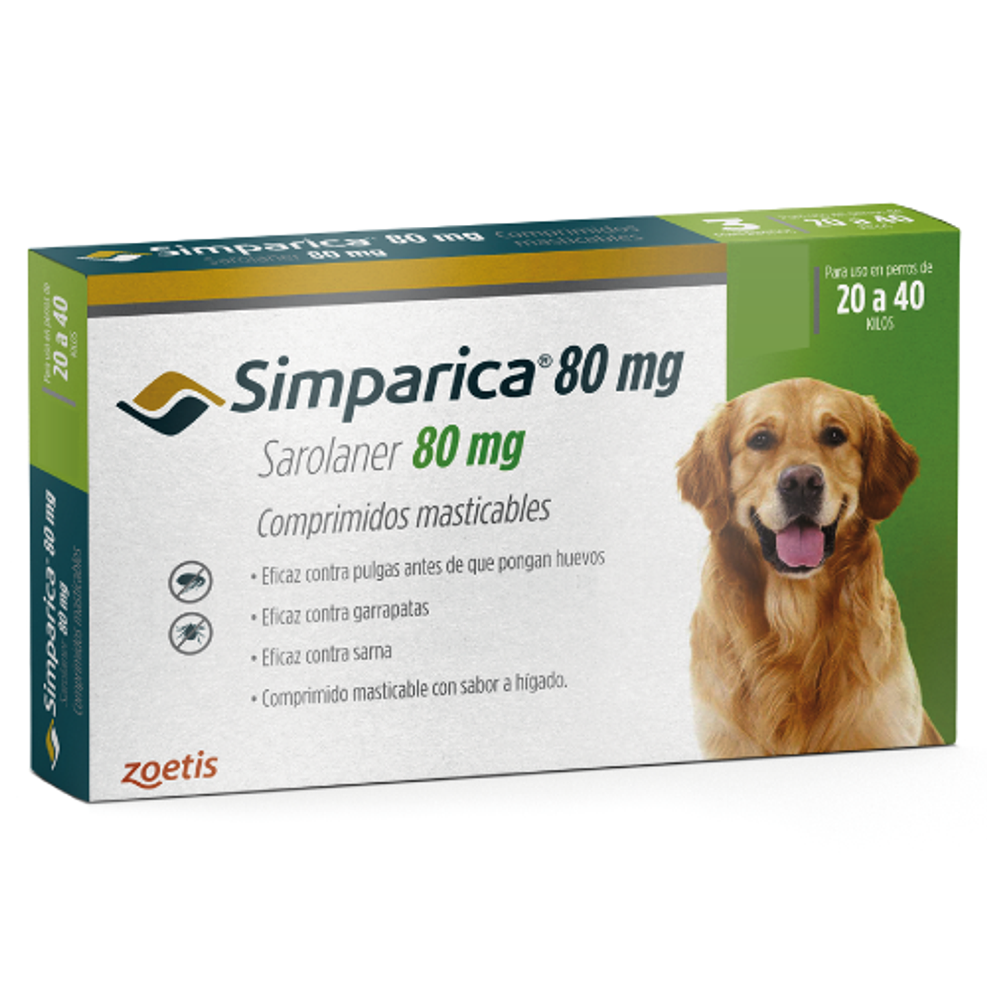 SIMPARICA 1 COMPRIMIDO 20 - 40 K. 80 MG 1
