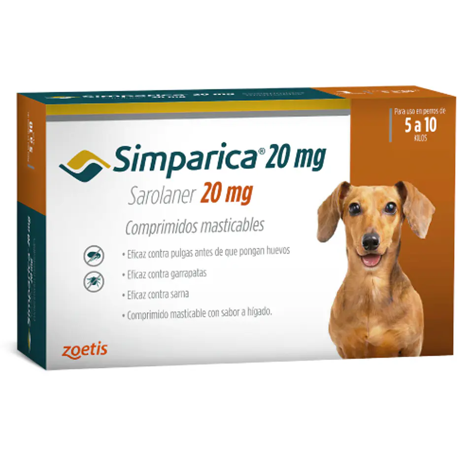 SIMPARICA 3 COMPRIMIDOS 5 - 10 K. 20 MG 1