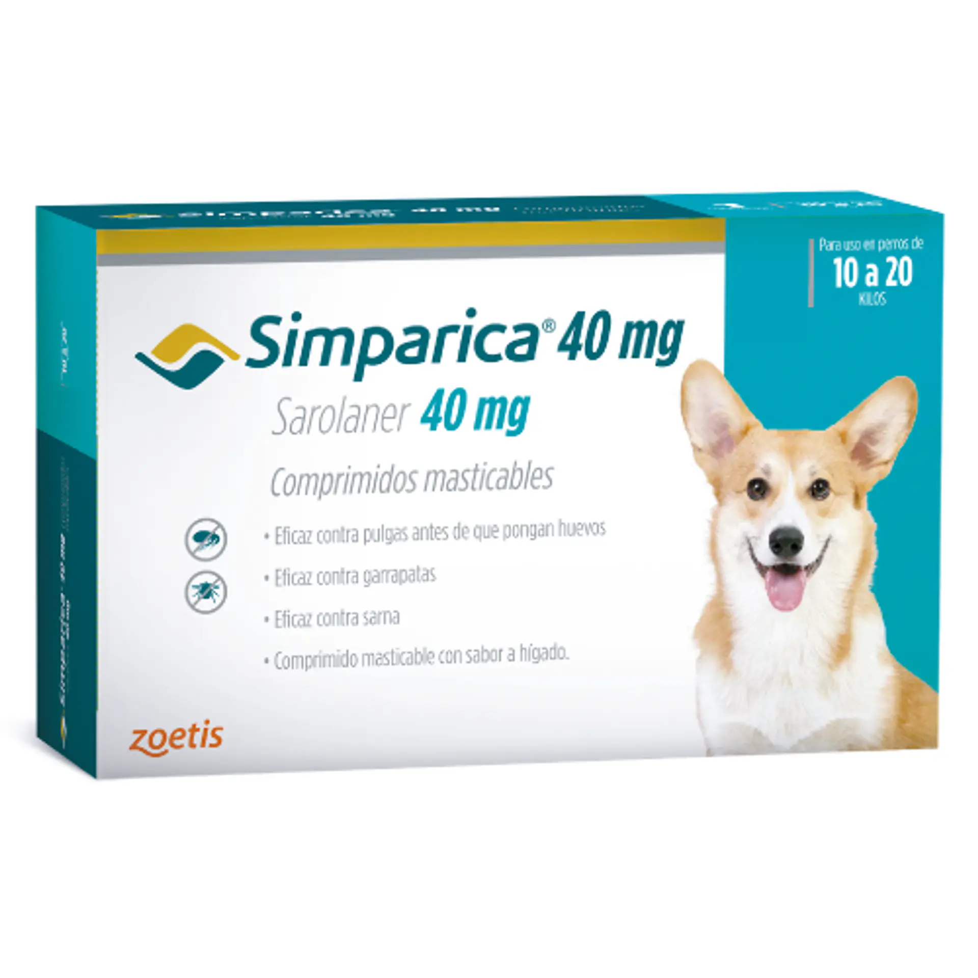 SIMPARICA 3 COMPRIMIDOS 10 - 20 K. 40 MG 1
