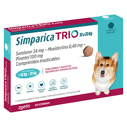 SIMPARICA TRIO 3 COMPRIMIDOS 10 A 20 K.