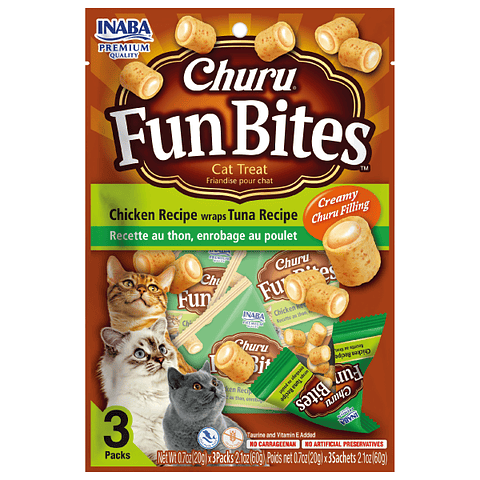 CHURU FUN BITES GATOS SABOR POLLO CON ATÚN 60 GRS.