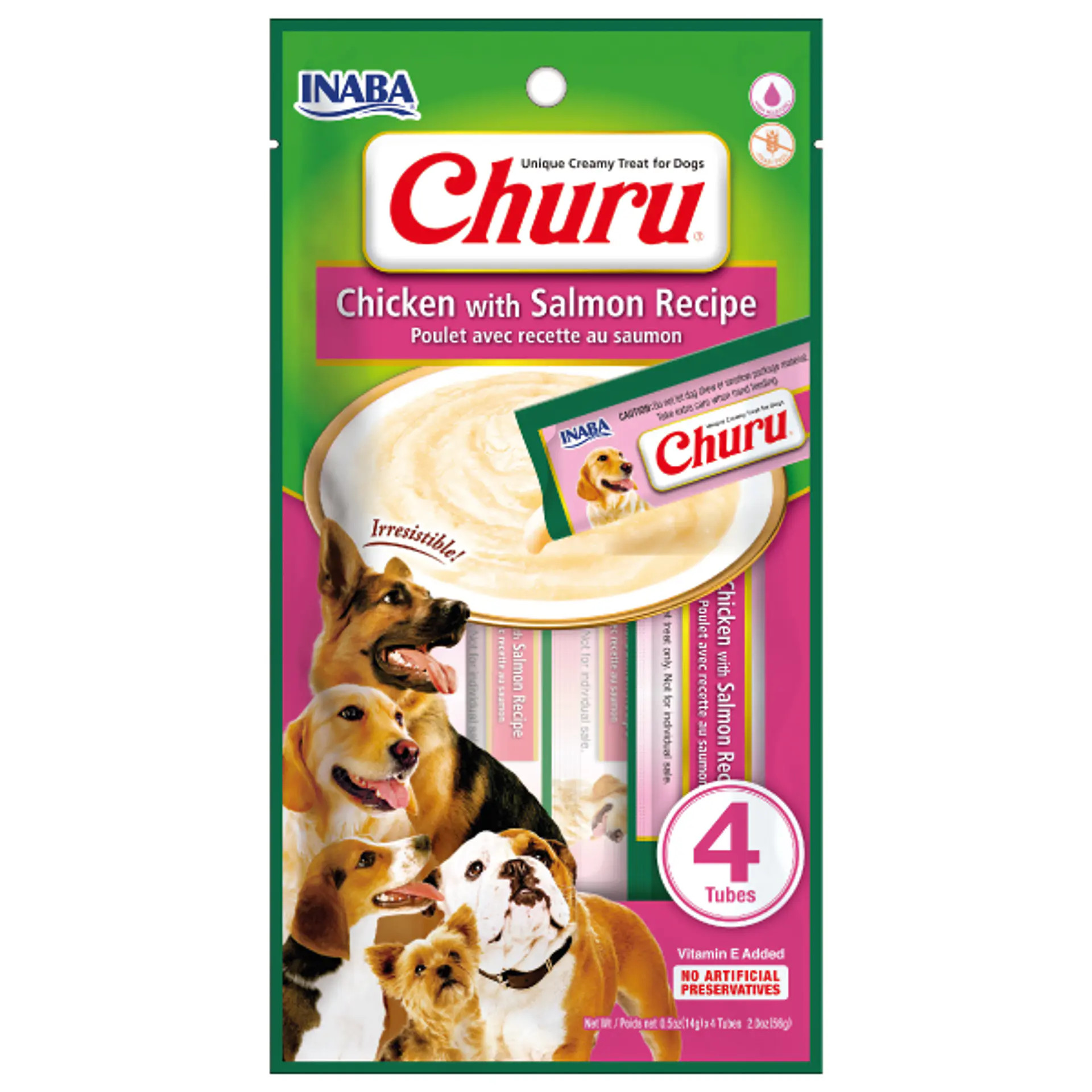 CHURU PERRO SABOR POLLO CON SALMÓN 56 GRS. 1