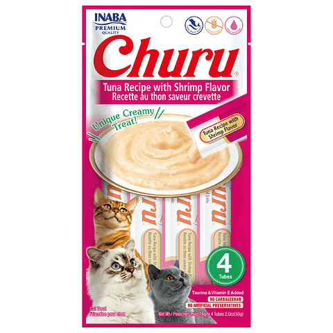 CHURU GATOS SABOR ATÚN CON CAMARÓN 56 GRS.