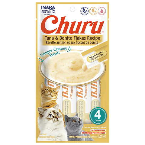 CHURU GATOS SABOR ATÚN CON HOJUELAS DE BONITO 56 GRS.