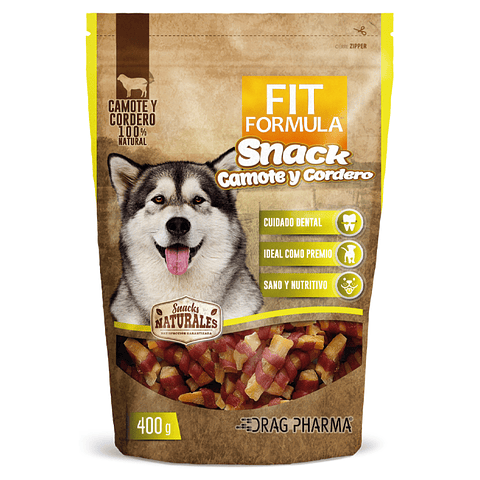 FIT FORMULA SNACK CAMOTE Y CORDERO 400 GRS.