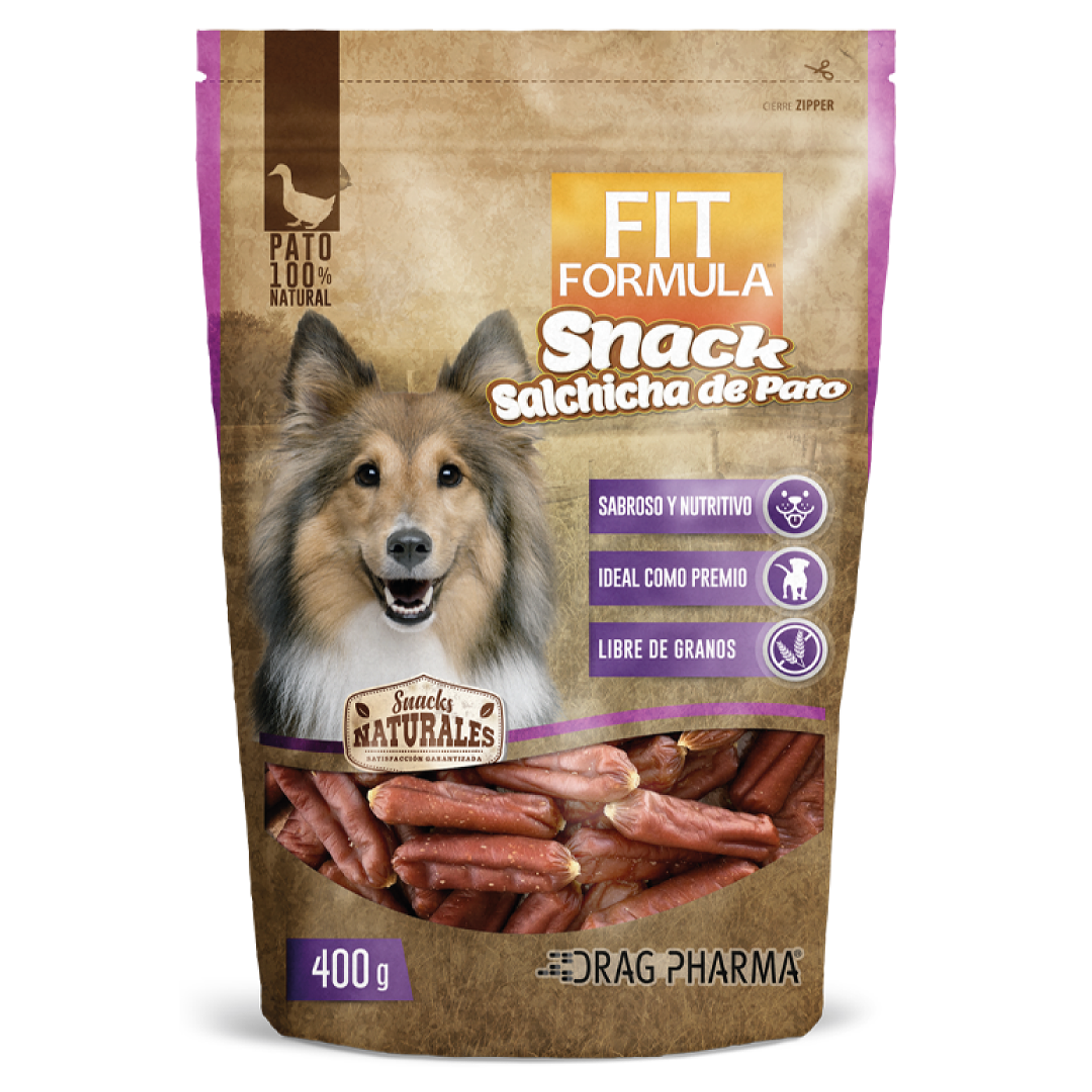 FIT FORMULA SNACK SALCHICHA DE PATO 400 GRS. 1