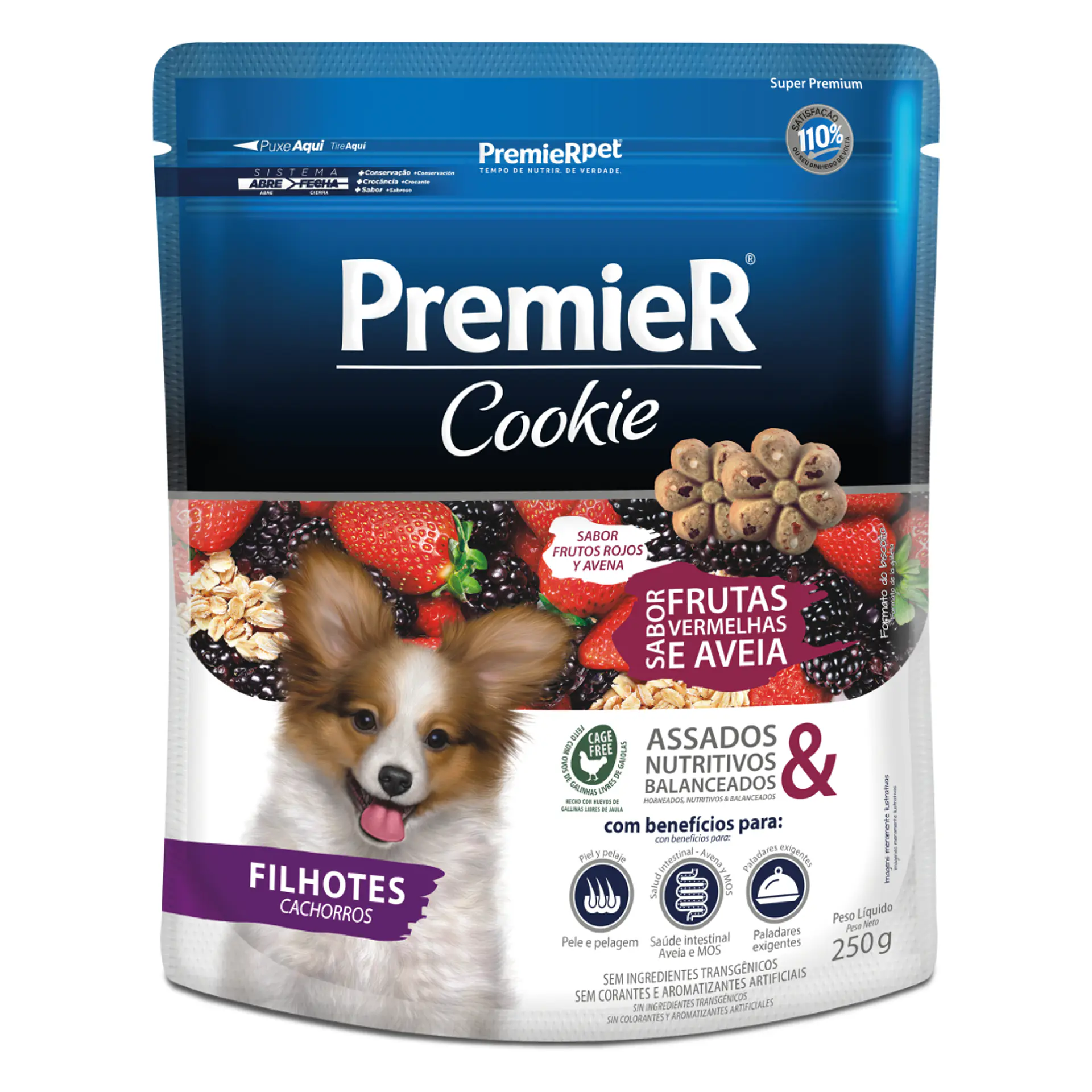 PREMIER COOKIE FRUTOS ROJOS Y AVENA CACHORROS RAZAS PEQUEÑA 250 GRS. 1