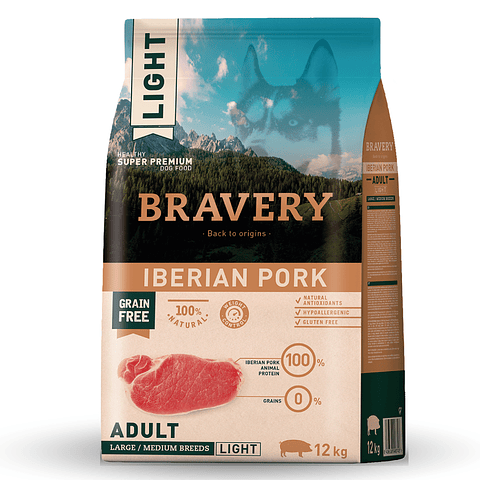 BRAVERY LIGHT IBERIAN PORK ADULT LARGE/MEDIUM BREEDS 12 K. 