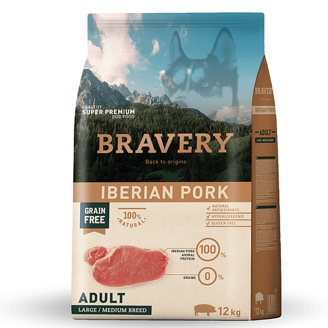 BRAVERY IBERIAN PORK ADULT LARGE/MEDIUM BREEDS 12 K. 