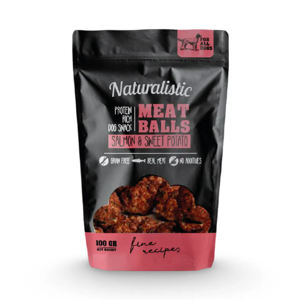 NATURALISTIC MEAT BALLS SALMON AND SWEET POTATO 100 GRS.  1