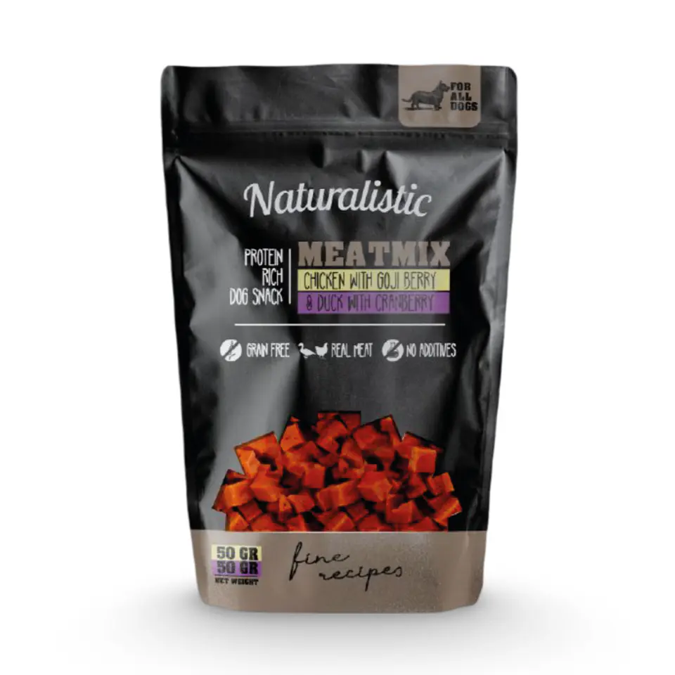 NATURALISTIC MEATMIX CHICKEN WITH GOJI BERRY & DUCK WITH CRANBERRY 100 GRS.  1