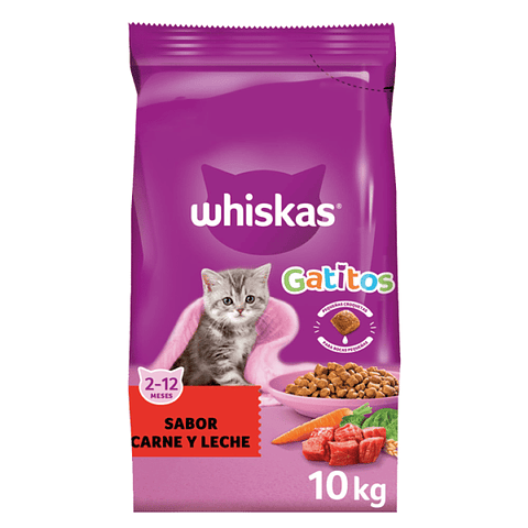 WHISKAS GATITOS CARNE Y LECHE 10 K.