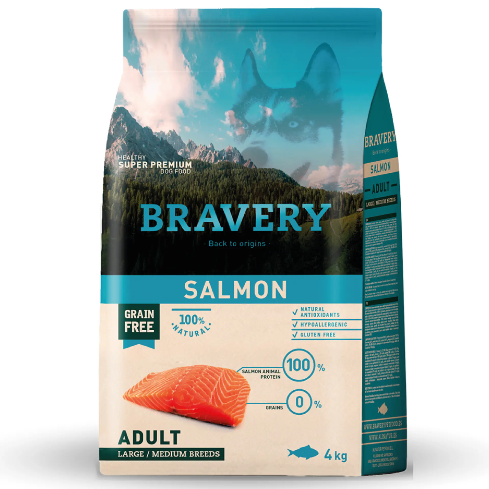 BRAVERY SALMON ADULT LARGE/MEDIUM BREED 4 K.  1