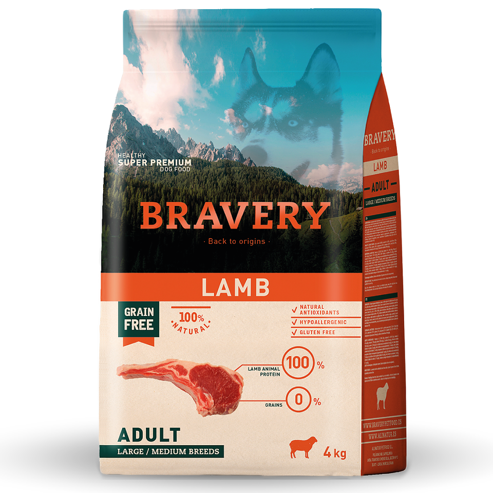 BRAVERY LAMB ADULT LARGE/MEDIUM BREED 4 K.  1