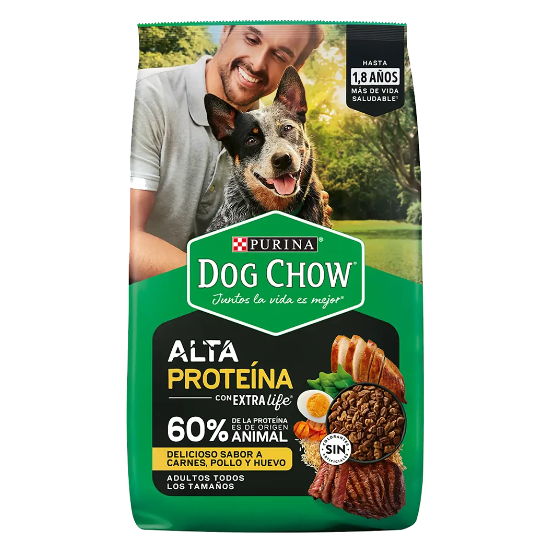 DOG CHOW ADULTO ALTA PROTEÍNA TODOS LOS TAMAÑOS 1