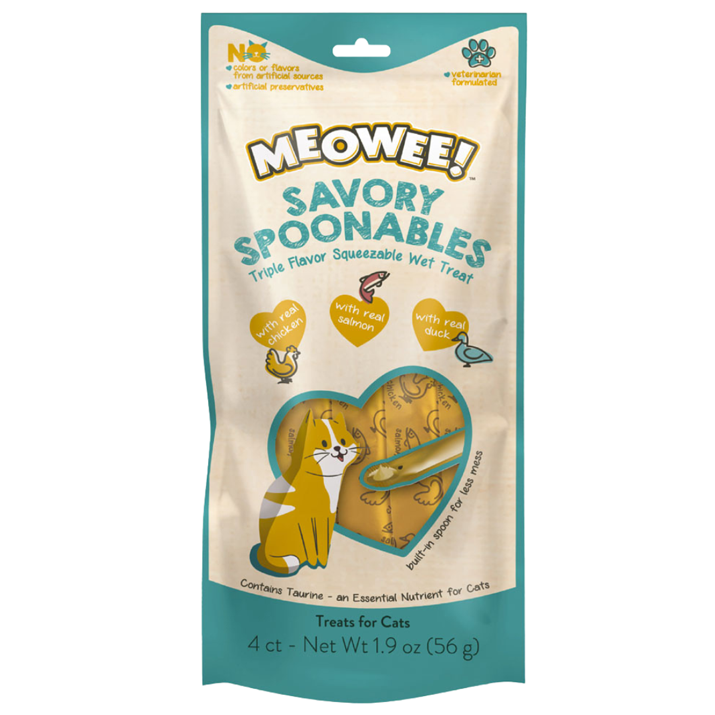 MEOWEE SPOON POLLO, SALMÓN Y PATO 4 UN.  1