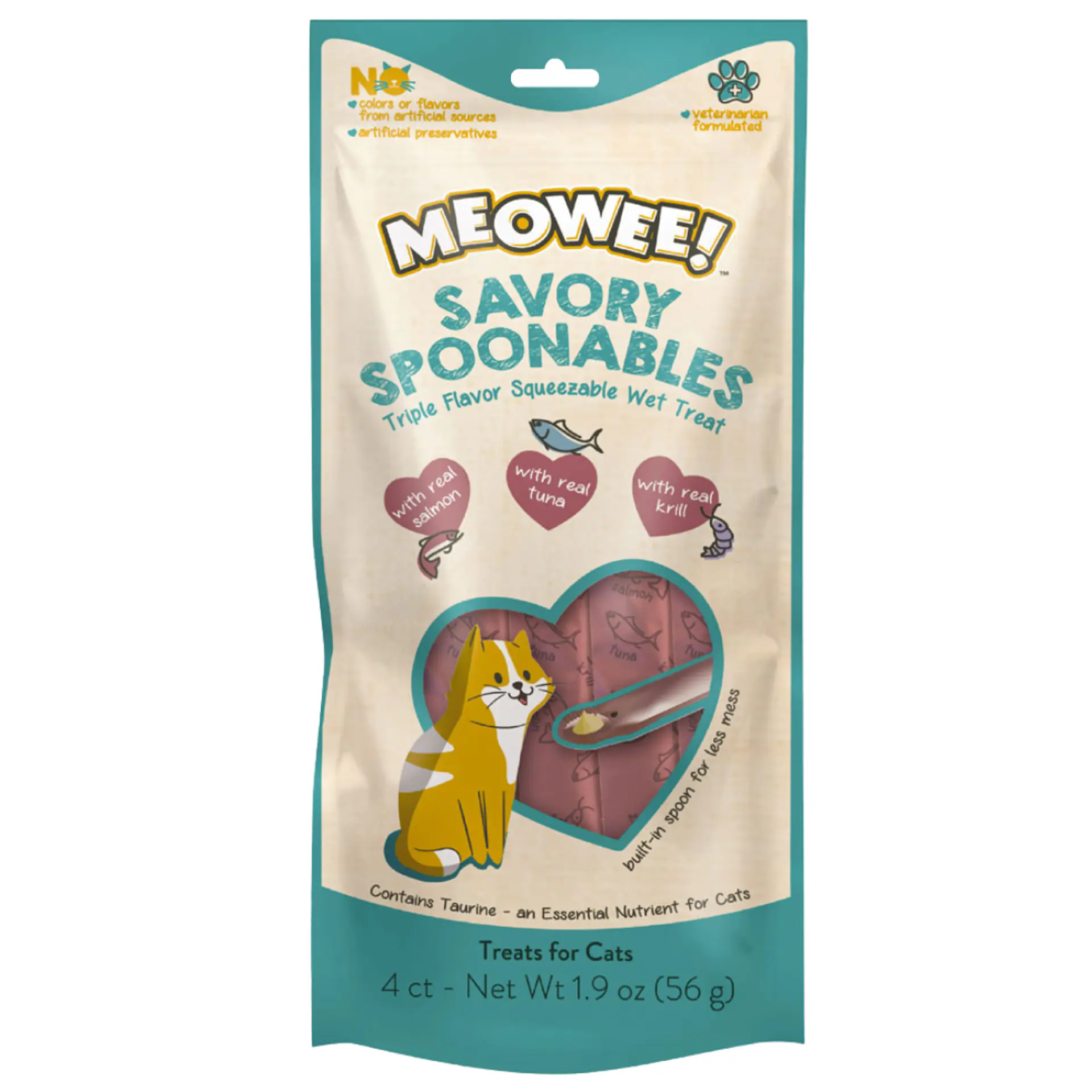 MEOWEE SPOON SALMÓN, ATÚN Y KRILL 4 UN.  1